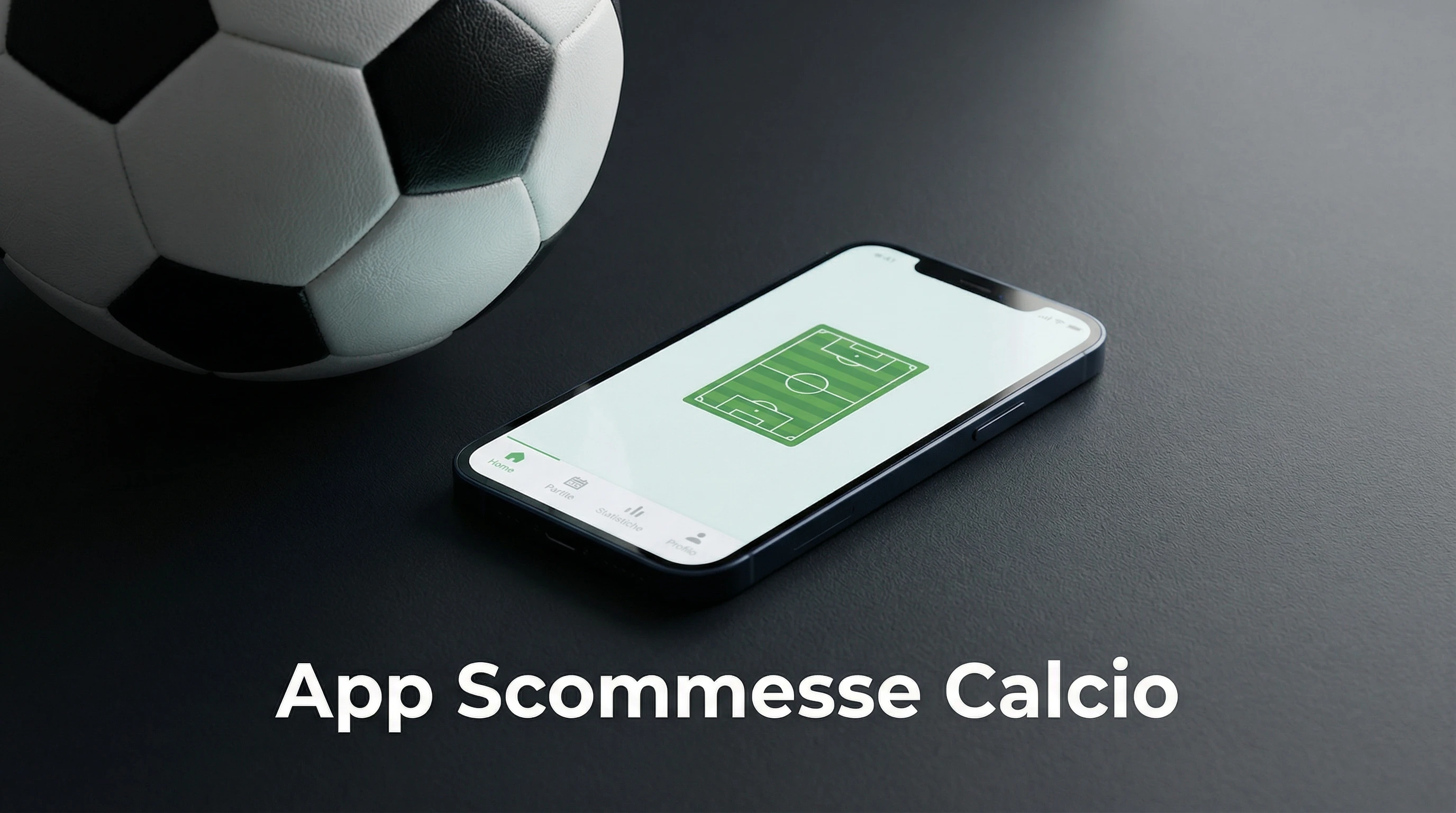 Smartphone con app scommesse calcio aperta accanto a un pallone da calcio