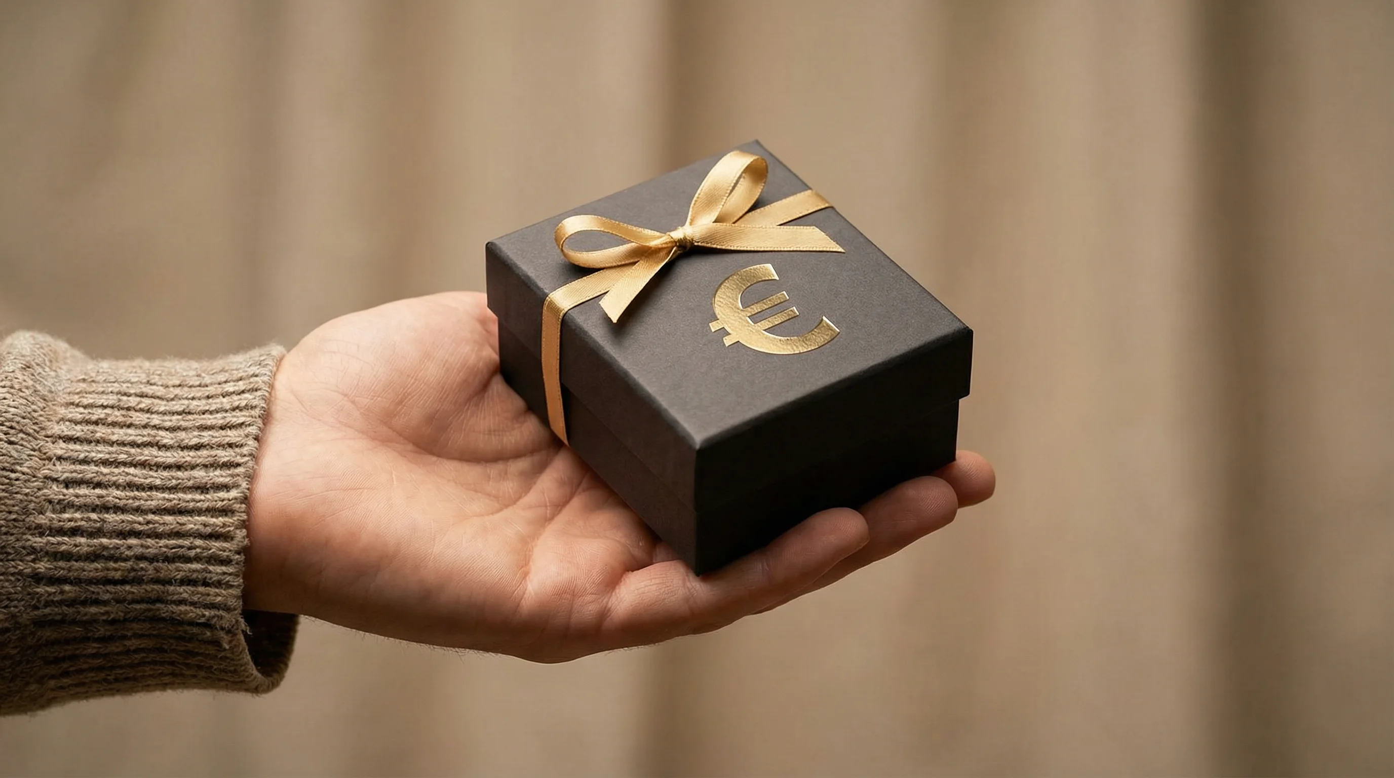Bonus benvenuto scommesse: mano che riceve un regalo simbolico con il segno €