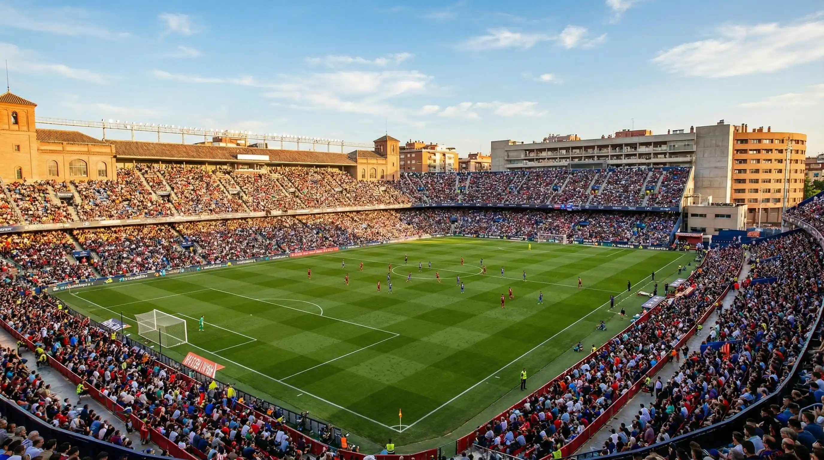 Scommesse calcio Liga spagnola: campo da calcio con prato curato in uno stadio spagnolo